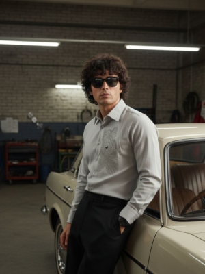 Pehanoge Tigris Indica Giza Cotton Shirt | Luxury Tiger Embroidery | Premium Tailored Fit