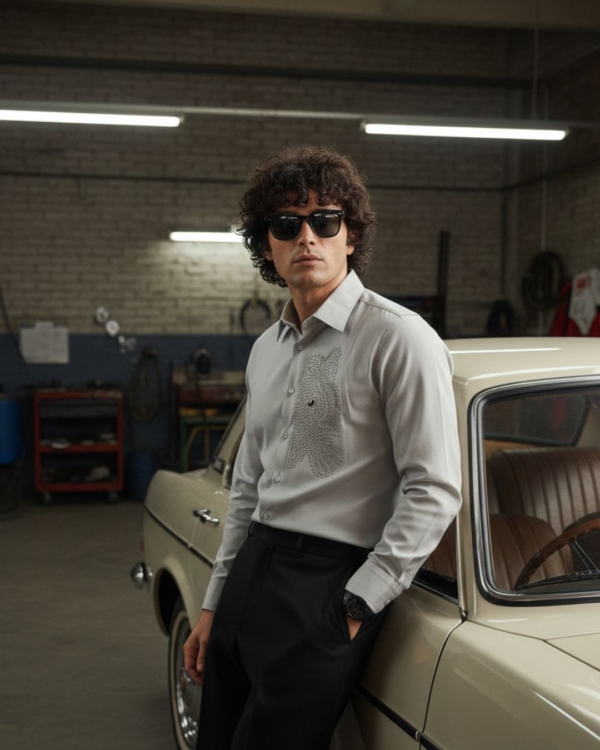 Pehanoge Tigris Indica Embroidered Giza Cotton Shirt | Signature Embroidery Collection