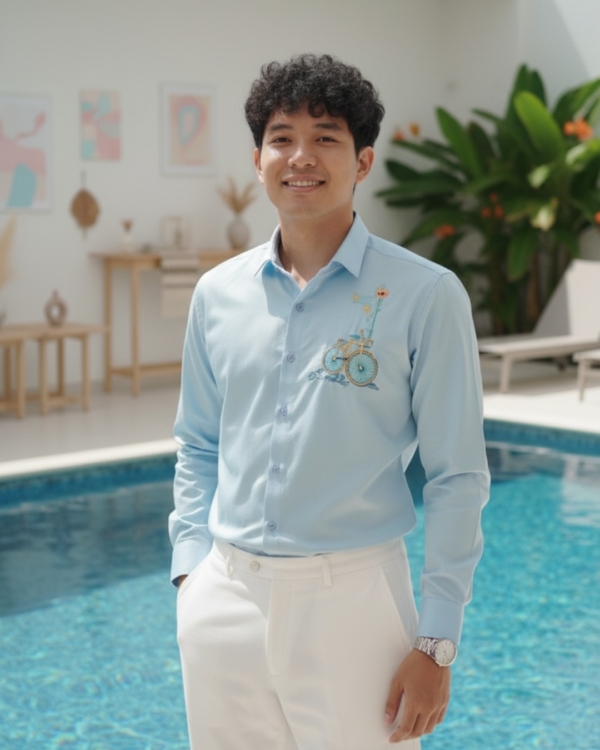 Pehanoge Blue Voyage Shirt | 100% Giza Cotton | Premium Embroidered Edition