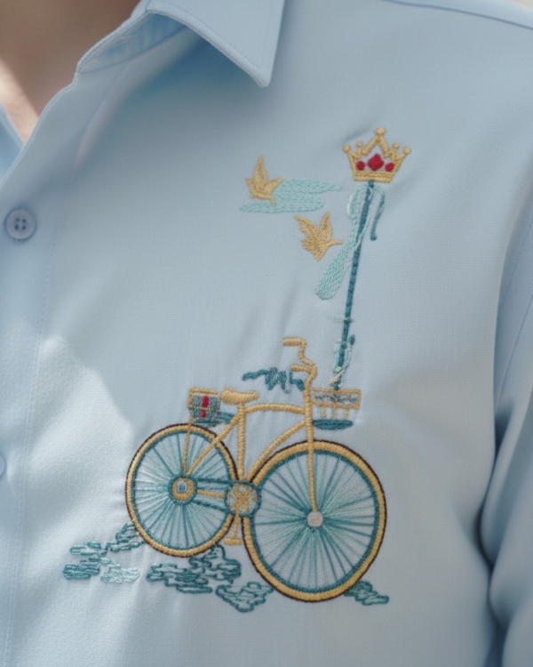 Pehanoge Blue Voyage Shirt | 100% Giza Cotton | Premium Embroidered Edition