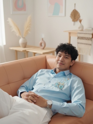 Pehanoge Blue Voyage Shirt | 100% Giza Cotton | Premium Embroidered Edition