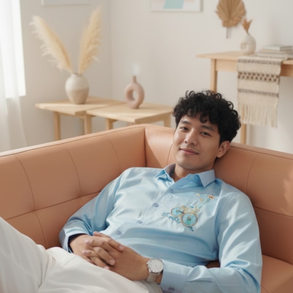 Pehanoge Bleu Voyage Giza Cotton Shirt – Front View