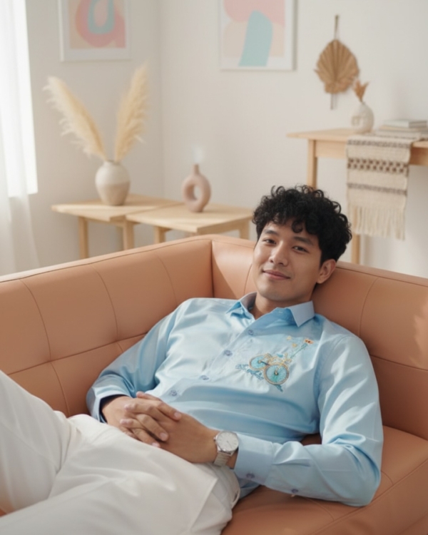 Pehanoge Blue Voyage Shirt | 100% Giza Cotton | Premium Embroidered Edition