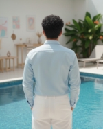 Pehanoge Blue Voyage Shirt | 100% Giza Cotton | Premium Embroidered Edition