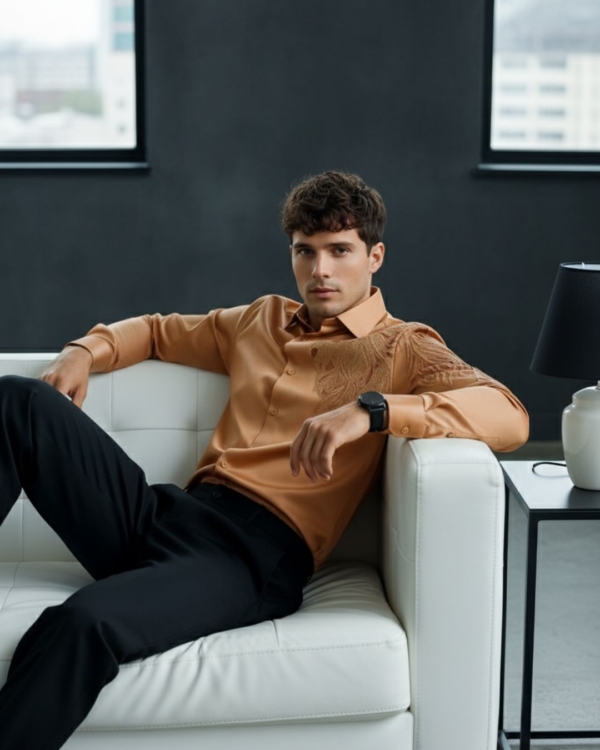 Pehanoge Regal Mane Giza Cotton Shirt | Signature Embroidery Collection