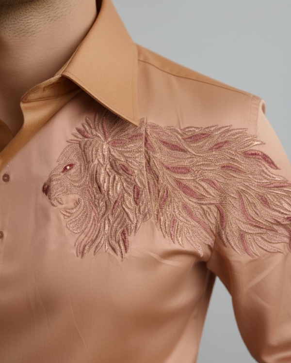 Pehanoge Regal Mane Giza Cotton Shirt | Signature Embroidery Collection