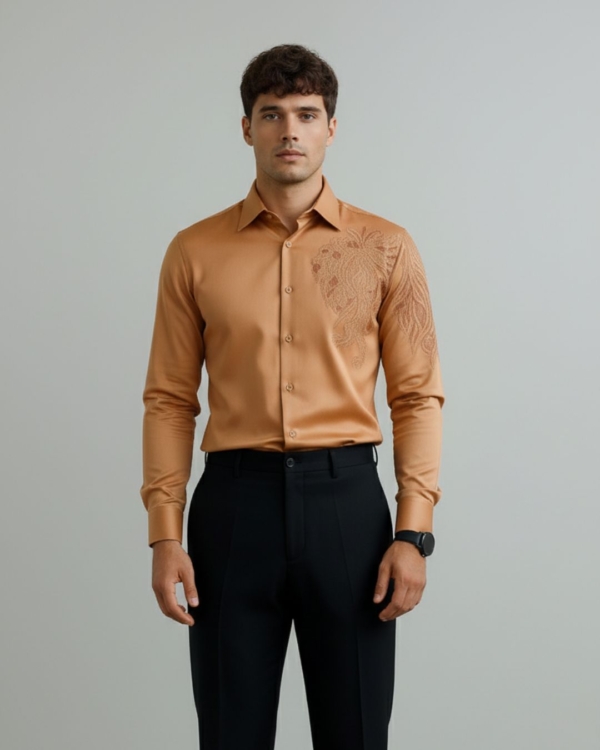 Pehanoge Regal Mane Giza Cotton Shirt | Signature Embroidery Collection