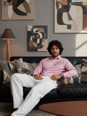 Pehanoge Rosetta Finch Embroidery Giza Cotton Shirt | Signature Embroidery Edition