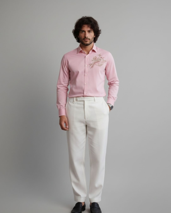 Pehanoge Rosetta Finch Embroidery Giza Cotton Shirt | Signature Embroidery Edition