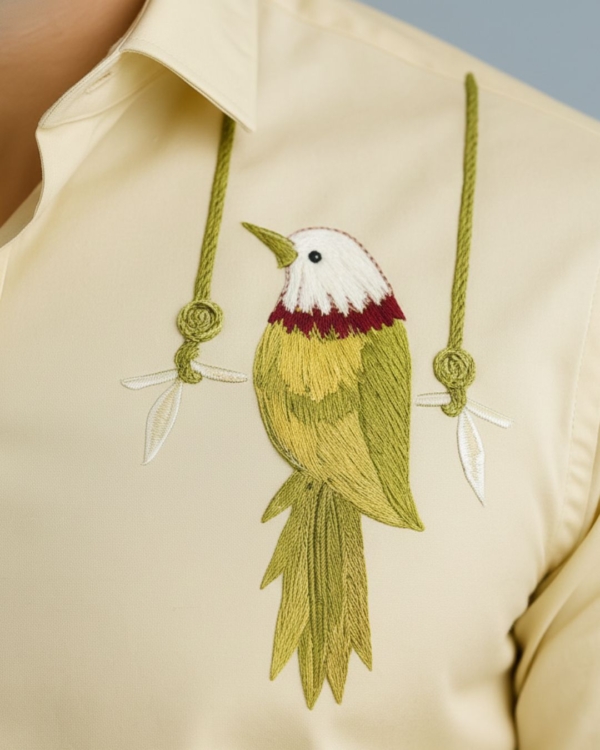 Pehanoge Suncrest Avian Embroidered Giza Cotton Shirt | Signature Embroidered Collection