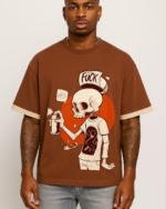 Skeleton Hiphop Brown Old Money Oversized T-Shirt – 240 GSM Cotton | Pehanoge
