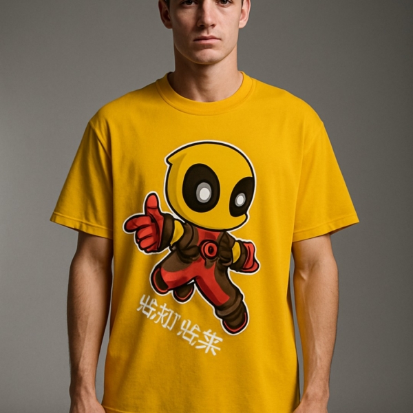 Yellow Spiderman Puff Print Oversized T-Shirt – 240 GSM Cotton | Pehanoge