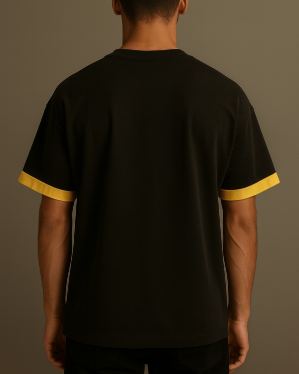 Men’s Black Oversized Cotton T-Shirt | 240 GSM Heavyweight – Cartoon Face Print Streetwear