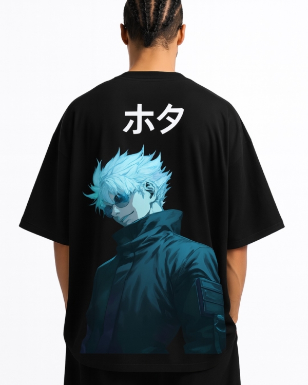Men’s Anime Oversized Black T-Shirt | 240 GSM Heavyweight Cotton – Japanese Print