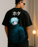 Men’s Anime Oversized Black T-Shirt | 240 GSM Heavyweight Cotton – Japanese Print