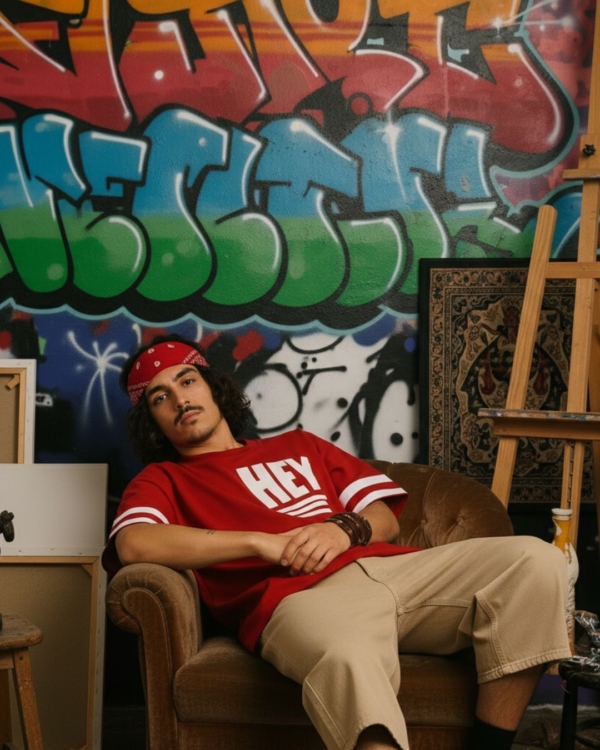 Pehanoge HEY Oversized T-Shirt | Silicon-Washed Loop Net Premium DTF | Streetwear Edition