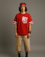 Pehanoge HEY Oversized T-Shirt | Silicon-Washed Loop Net Premium DTF | Streetwear Edition