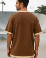 Men’s Brown Oversized Cotton T-Shirt | 240 GSM – Cartoon Print Streetwear