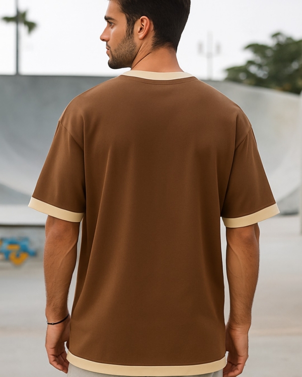 Men’s Brown Oversized Cotton T-Shirt | 240 GSM – Cartoon Print Streetwear