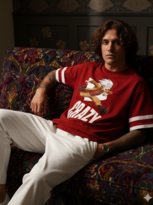 CRAZY Red Oversized Premium T-Shirt – 240 GSM Cotton | Pehanoge
