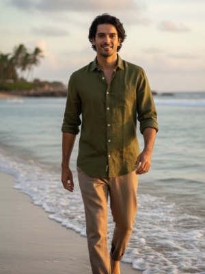 Pehanoge Olive Linen Shirt | Collector's Edition Linen Collection