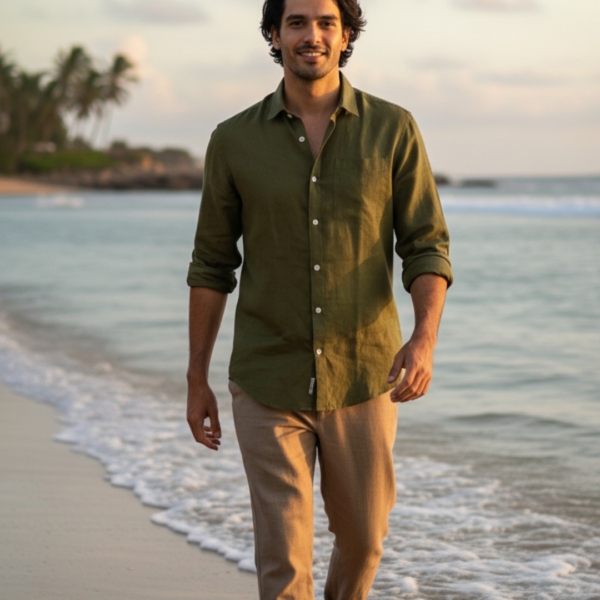 100% Linen | Olive Green | Comfort Fit | Lightweight & Breathable | Premium Resort Collection