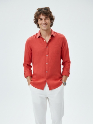 Pehanoge Terracotta Linen Shirt | 100% Linen Men’s Resort Wear
