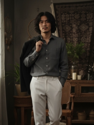 Pehanoge Graphite Grey Linen Shirt | 100% Linen Men’s Classic Wear