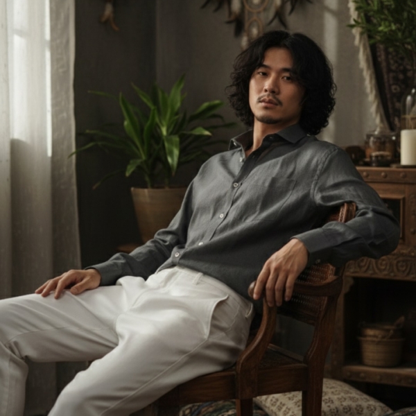 Pehanoge Graphite Grey Linen Shirt | 100% Linen Men’s Classic Wear