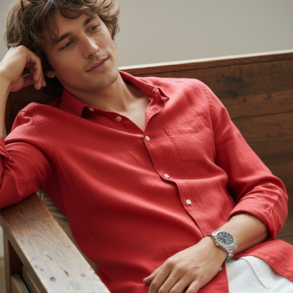 Pehanoge Terracotta Linen Shirt | 100% Linen Men’s Resort Wear