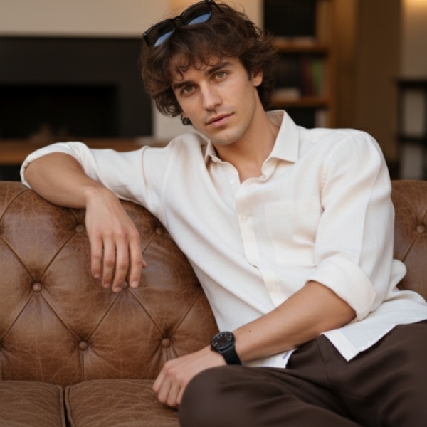 Pehanoge Ivory Mist Linen Shirt | 100% Linen Men’s Classic Resort Wear