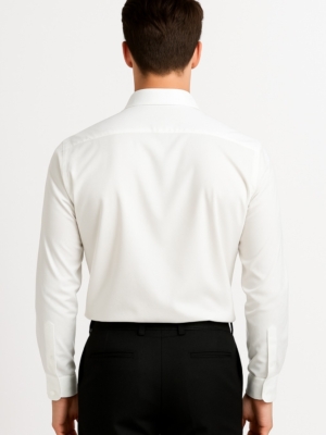 Men’s White Giza Cotton Shirt | Embroidered Deer Design | Premium Tailored Fit by Pehanoge