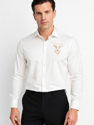 Men’s White Giza Cotton Shirt | Premium Tailored Fit by Pehanoge