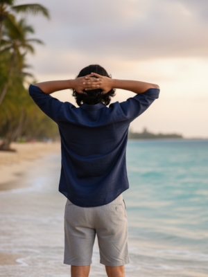 Pehanoge Navy Linen Shirt | 100% Pure Linen Men’s Resort Wear