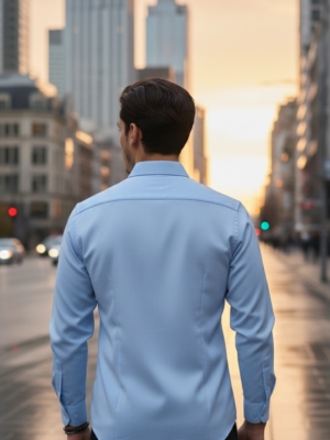 Pehanoge Old Money Blue Cotton Shirt – 98% Cotton 2% Elastane | Comfortable Stretch Fit