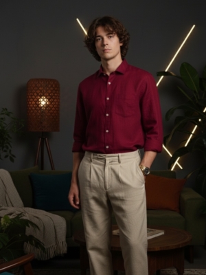 Pehanoge Merlot Linen Shirt | 100% Pure Linen Men’s Shirt