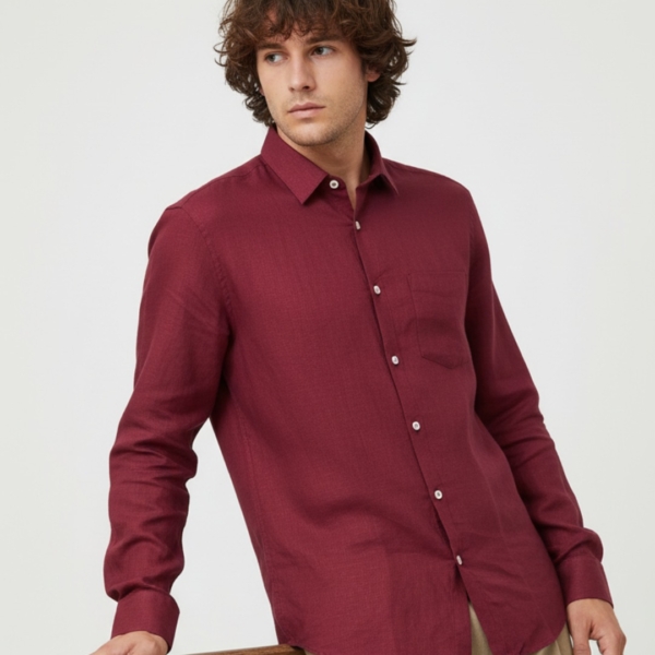 Pehanoge Merlot Linen Shirt | 100% Pure Linen Men’s Shirt
