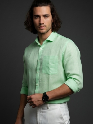Pehanoge Sage Linen Shirt | 100% Pure Linen Men’s Shirt