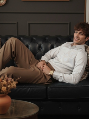 Pehanoge Cirque Shirt | Giza Cotton | Geometric Embroidery | Modern Luxe Edition