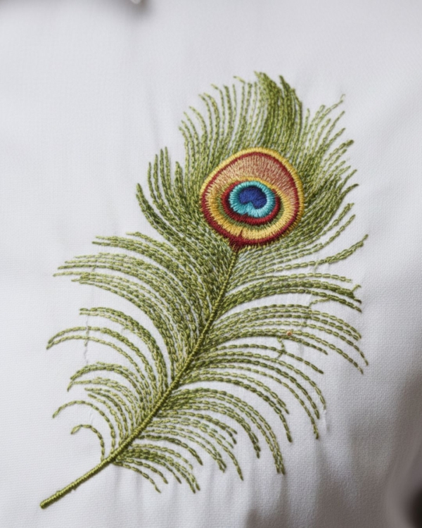 Pehanoge Royal Plume Embroidered Giza Cotton Shirt | Signature Embroidered Collection