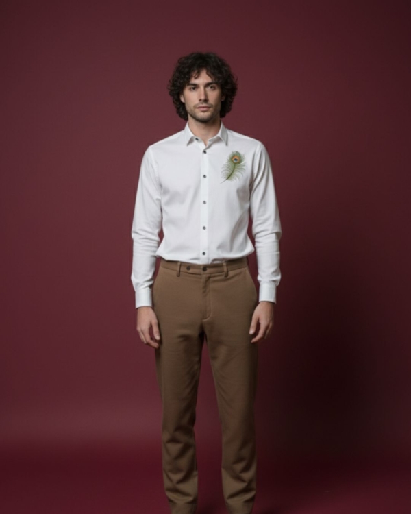 Pehanoge Royal Plume Embroidered Giza Cotton Shirt | Signature Embroidered Collection