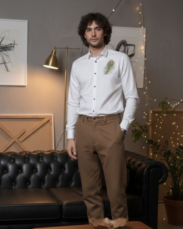 Pehanoge Royal Plume Embroidered Giza Cotton Shirt | Signature Embroidered Collection