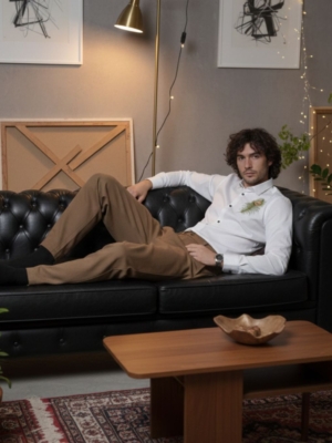 Pehanoge Royal Plume Embroidered Giza Cotton Shirt | Signature Embroidered Collection