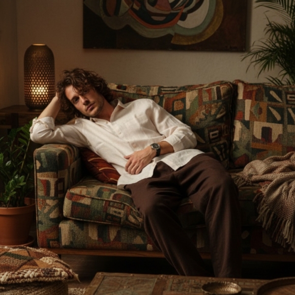 Pehanoge Sandstone Linen Shirt Lifestyle Indoor Look