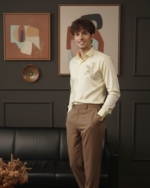 Pehanoge Solare Shirt | Giza Cotton | Feather Embroidery | Luxe Evening Edition