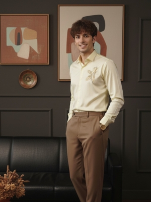 Pehanoge Solare Giza Cotton Shirt 100% Egyptian Cotton Premium Embroidered Edition