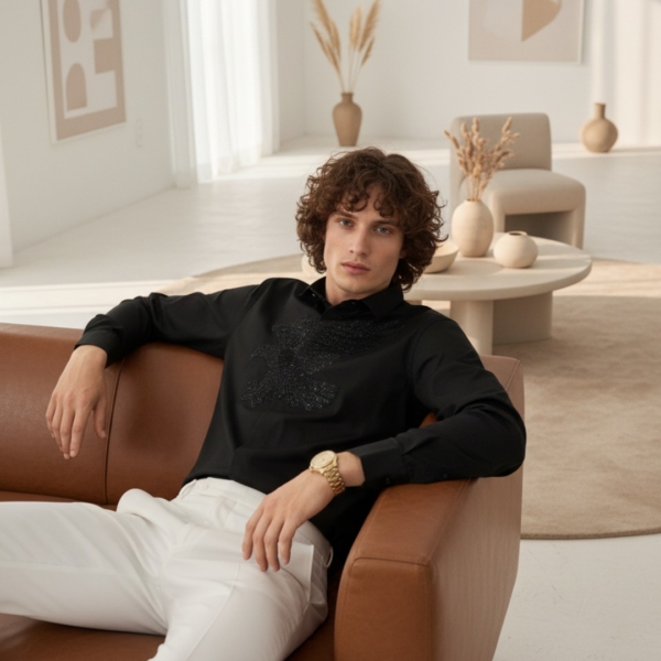 Pehanoge Aquila Embroidered Shirt | 100% Giza Cotton | Luxe Edition