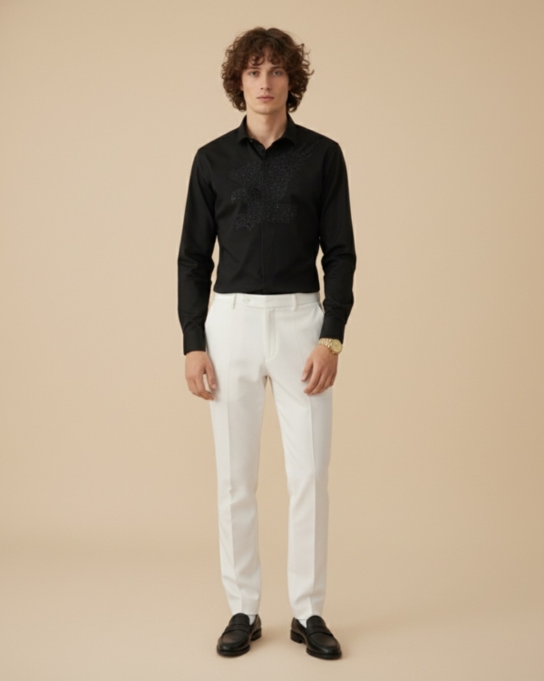 Pehanoge Aquila Embroidered Giza Cotton Shirt | Signature Embroidery Collection