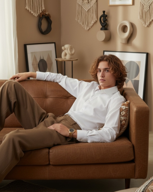 Pehanoge Aurion Shirt | Super Prime Cotton Self-Print Shirt | Signature Treasure Collection