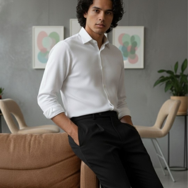 Pehanoge Galaxial Edition | Super Prime Cotton Self-Texture Shirt | Premium White Shirt